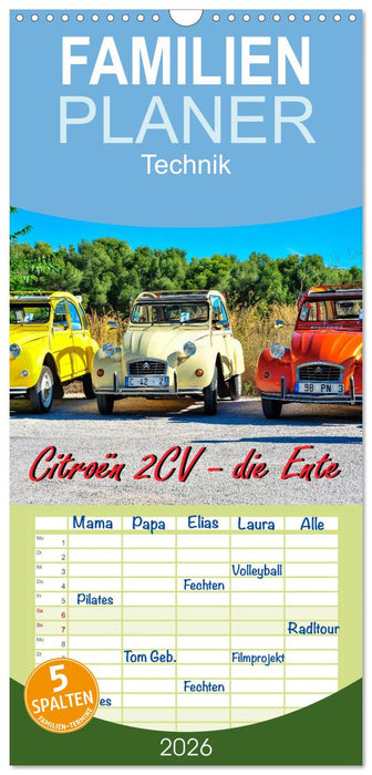 Citroën 2CV - die Ente (CALVENDO Familienplaner 2026)
