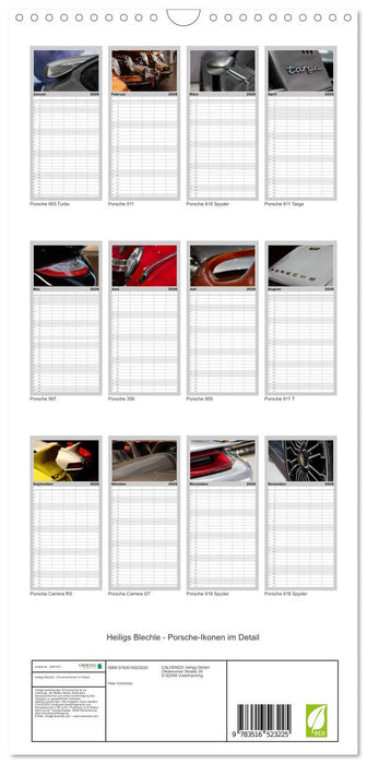 Heiligs Blechle - Porsche-Ikonen im Detail (CALVENDO Familienplaner 2026)