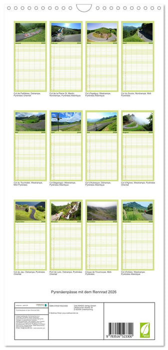 Pyrenäenpässe mit dem Rennrad 2026 (CALVENDO Familienplaner 2026)