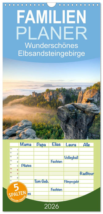 Wunderschönes Elbsandsteingebirge (CALVENDO Familienplaner 2026)