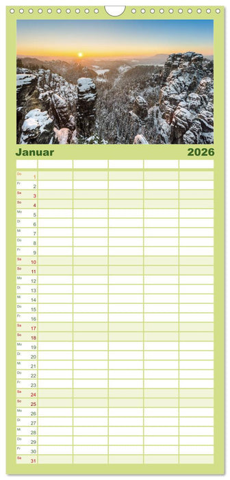 Wunderschönes Elbsandsteingebirge (CALVENDO Familienplaner 2026)