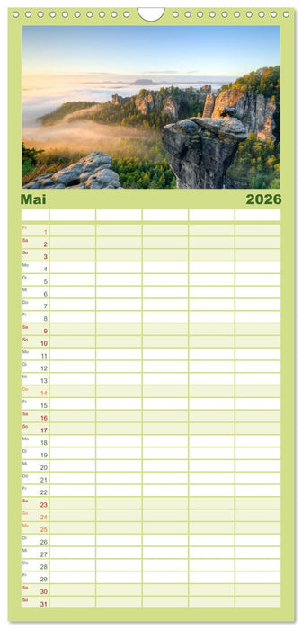 Wunderschönes Elbsandsteingebirge (CALVENDO Familienplaner 2026)