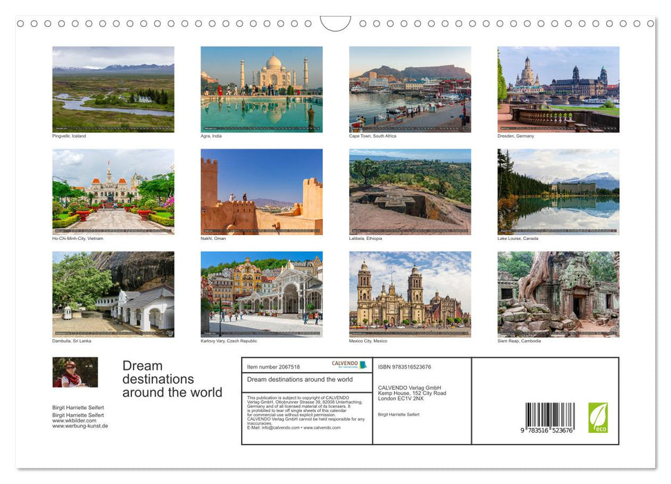 Dream destinations around the world (CALVENDO Monthly Calendar 2026)