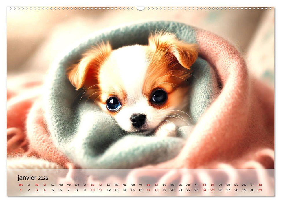 Chiots Chihuahua – Petits miracles (CALVENDO Calendrier mensuel 2026)