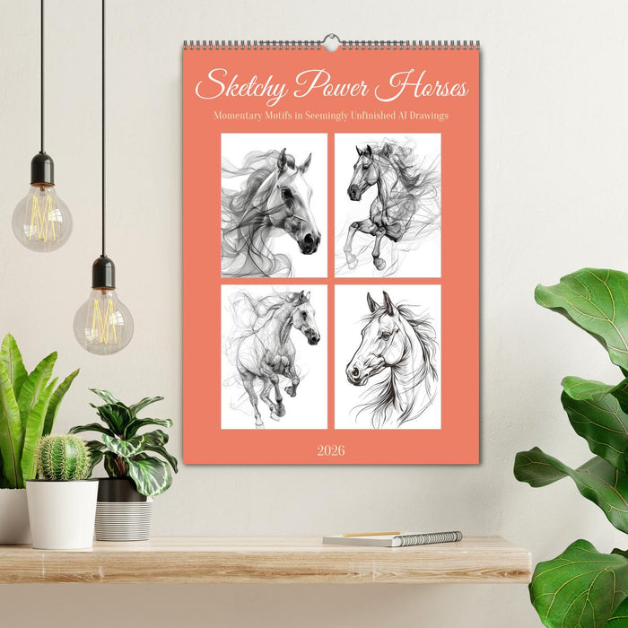 Sketchy Power Horses (CALVENDO Monthly Calendar 2026)
