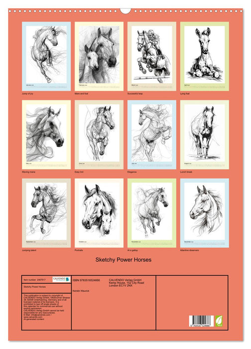 Sketchy Power Horses (CALVENDO Monthly Calendar 2026)
