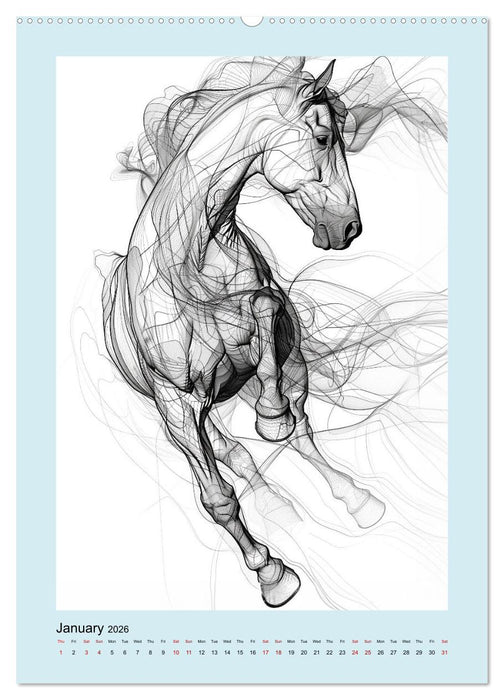Sketchy Power Horses (CALVENDO Monthly Calendar 2026)