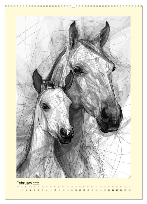 Sketchy Power Horses (CALVENDO Monthly Calendar 2026)