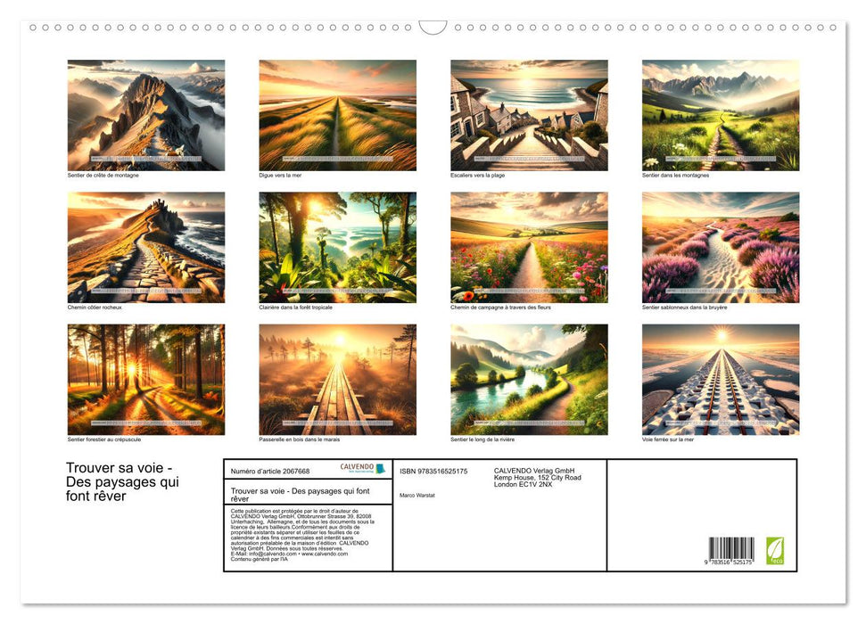 Trouver sa voie - Des paysages qui font rêver (CALVENDO Calendrier mensuel 2026)