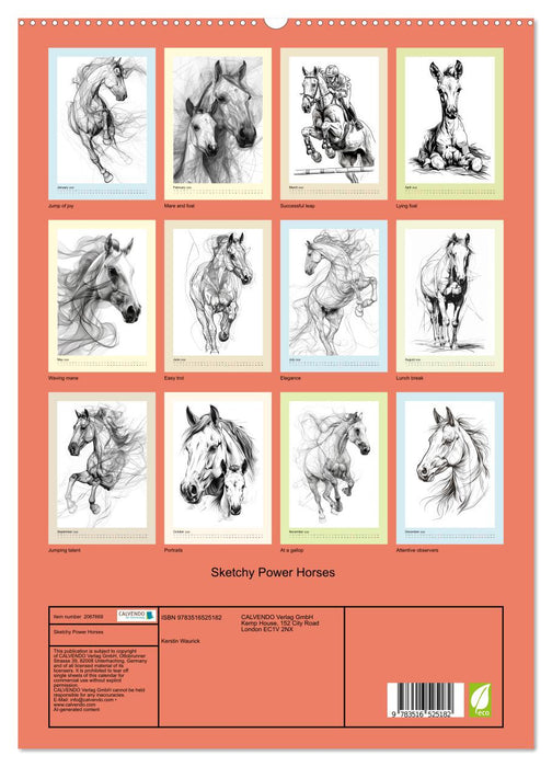 Sketchy Power Horses (CALVENDO Premium-Calendar 2026)