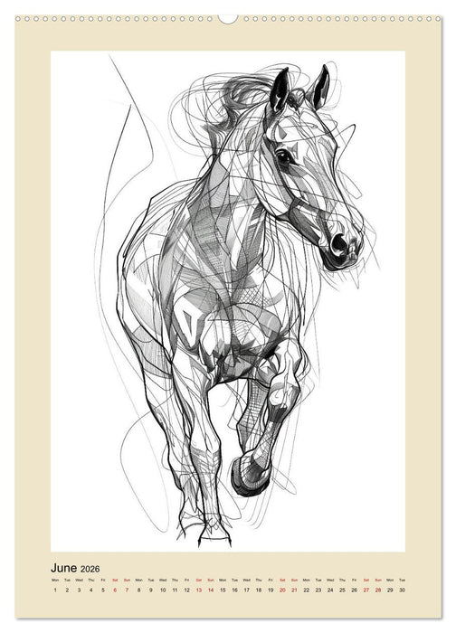 Sketchy Power Horses (CALVENDO Premium-Calendar 2026)