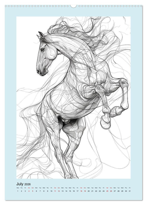 Sketchy Power Horses (CALVENDO Premium-Calendar 2026)