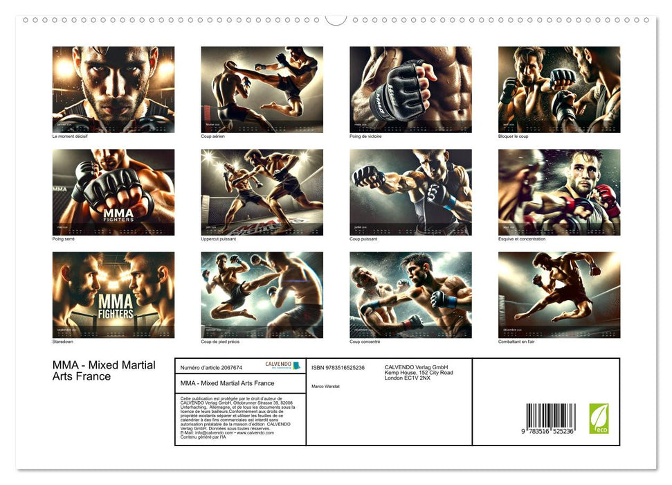 MMA - Mixed Martial Arts France (CALVENDO Calendrier supérieur 2026)