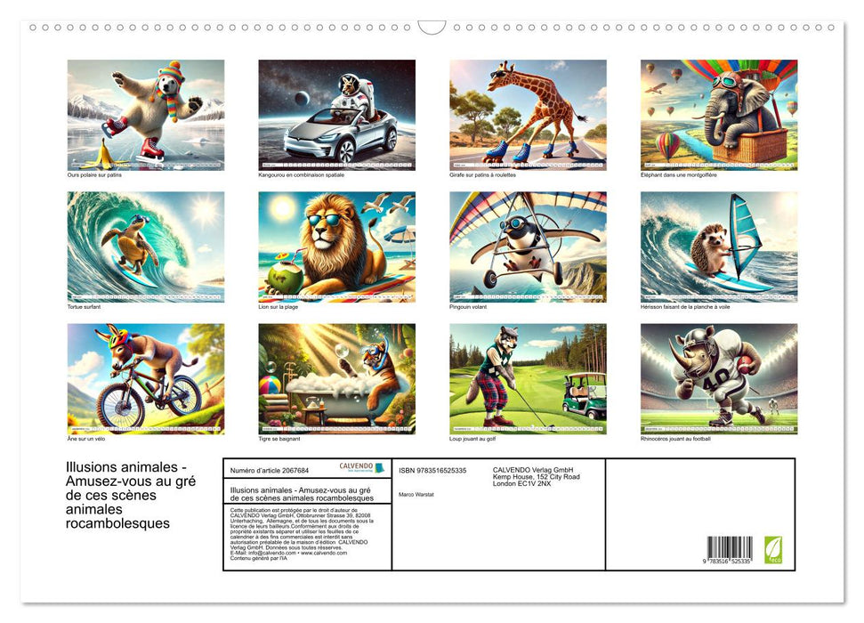 Illusions animales - Amusez-vous au gré de ces scènes animales rocambolesques (CALVENDO Calendrier mensuel 2026)