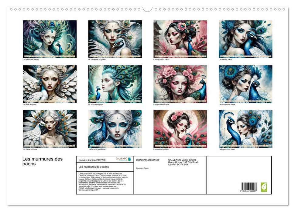 Les murmures des paons (CALVENDO Calendrier mensuel 2026)