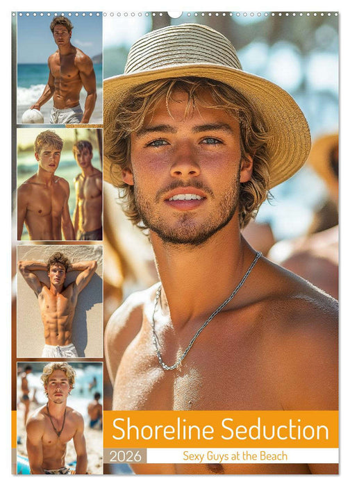 Shoreline Seduction - Sexy Guys at the Beach (CALVENDO Monthly Calendar 2026)
