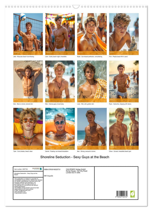 Shoreline Seduction - Sexy Guys at the Beach (CALVENDO Monthly Calendar 2026)