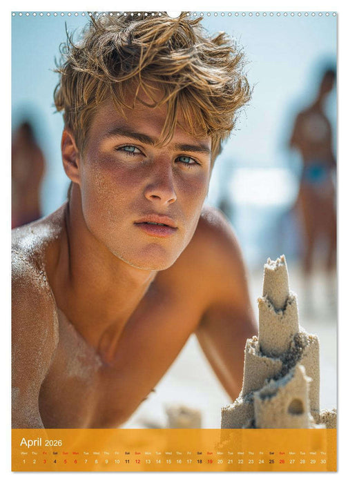 Shoreline Seduction - Sexy Guys at the Beach (CALVENDO Monthly Calendar 2026)