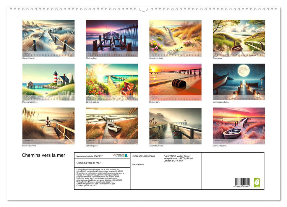 Chemins vers la mer (CALVENDO Calendrier mensuel 2026)