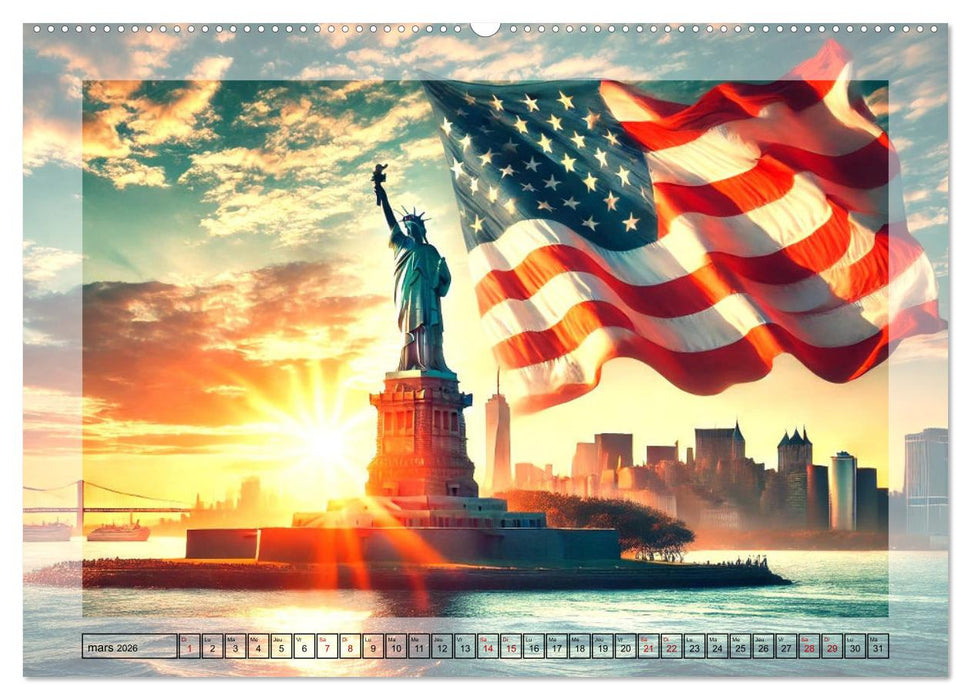 L'esprit américain - Un hommage aux États-Unis. (CALVENDO Calendrier mensuel 2026)