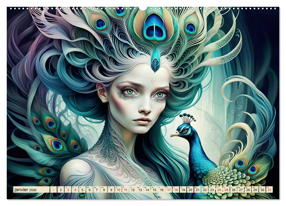 Les murmures des paons (CALVENDO Calendrier supérieur 2026)