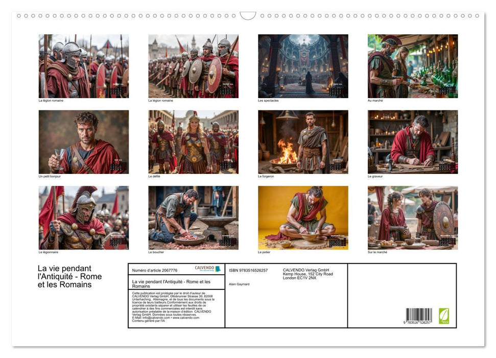 La vie pendant l'Antiquité - Rome et les Romains (CALVENDO Calendrier mensuel 2026)