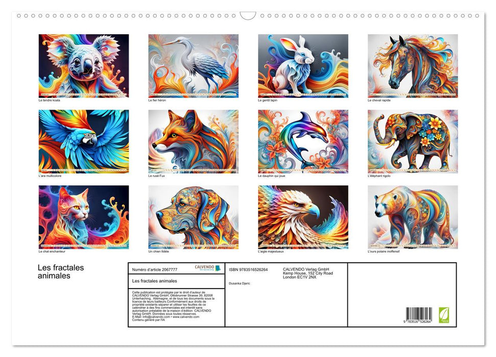 Les fractales animales (CALVENDO Calendrier mensuel 2026)