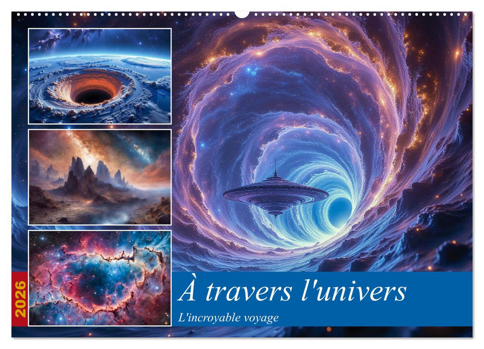 À travers l'univers-L'incroyable voyage (CALVENDO Calendrier mensuel 2026)