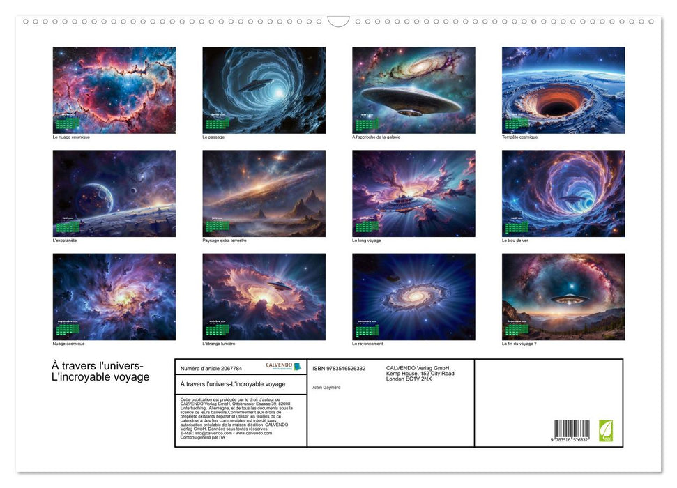 À travers l'univers-L'incroyable voyage (CALVENDO Calendrier mensuel 2026)