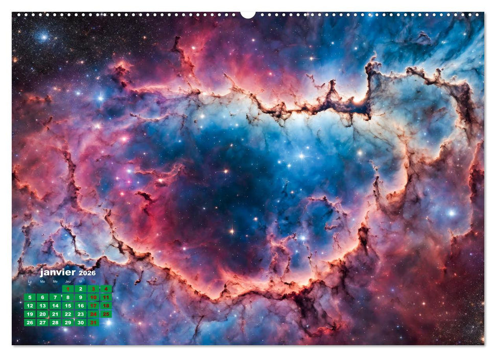 À travers l'univers-L'incroyable voyage (CALVENDO Calendrier mensuel 2026)