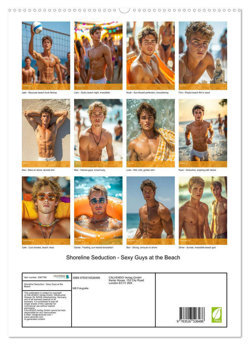 Shoreline Seduction - Sexy Guys at the Beach (CALVENDO Premium-Calendar 2026)