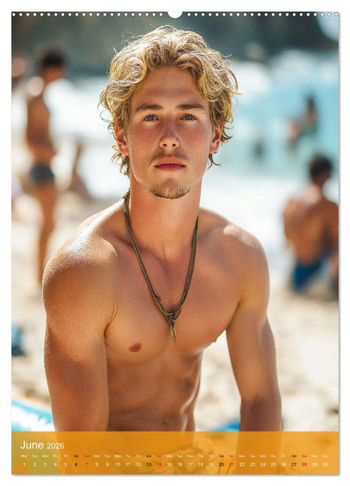 Shoreline Seduction - Sexy Guys at the Beach (CALVENDO Premium-Calendar 2026)