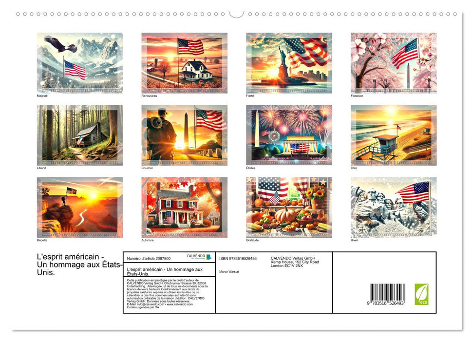 L'esprit américain - Un hommage aux États-Unis. (CALVENDO Calendrier supérieur 2026)