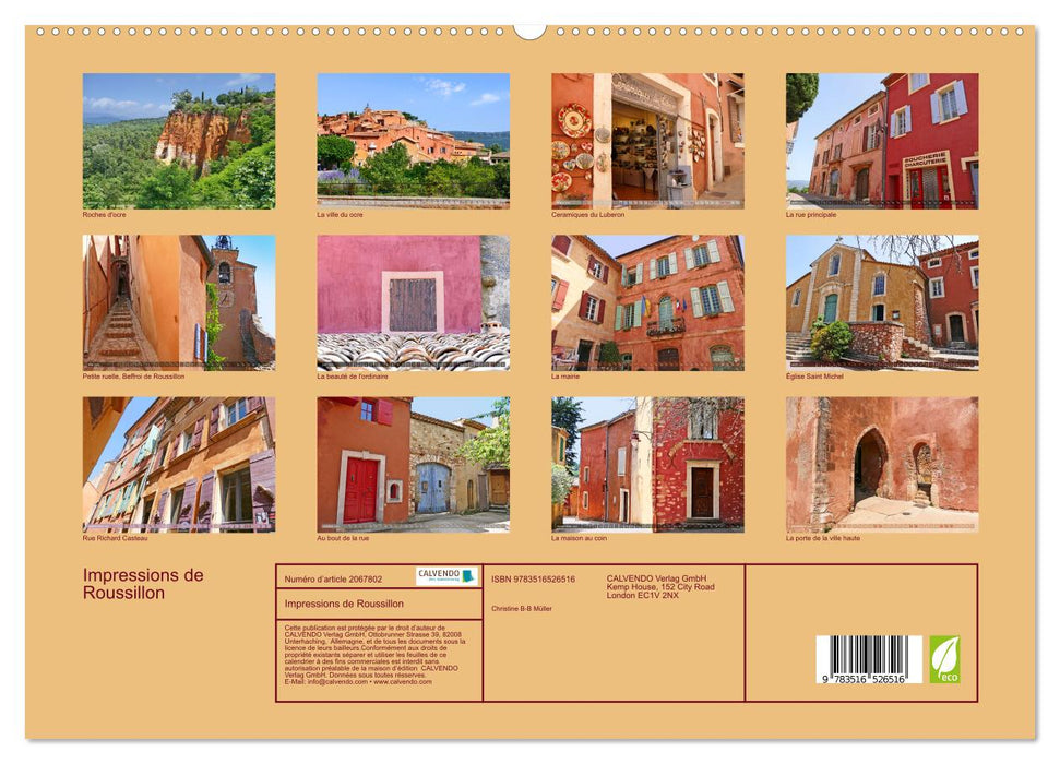 Impressions de Roussillon (CALVENDO Calendrier supérieur 2026)