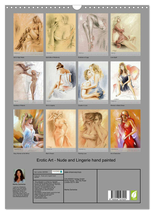 Erotic Art - Nude and Lingerie hand painted (CALVENDO Monthly Calendar 2026)