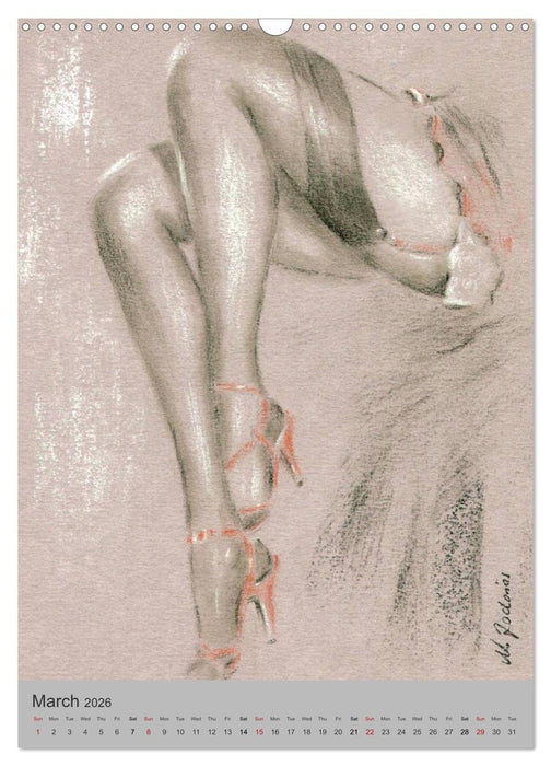 Erotic Art - Nude and Lingerie hand painted (CALVENDO Monthly Calendar 2026)