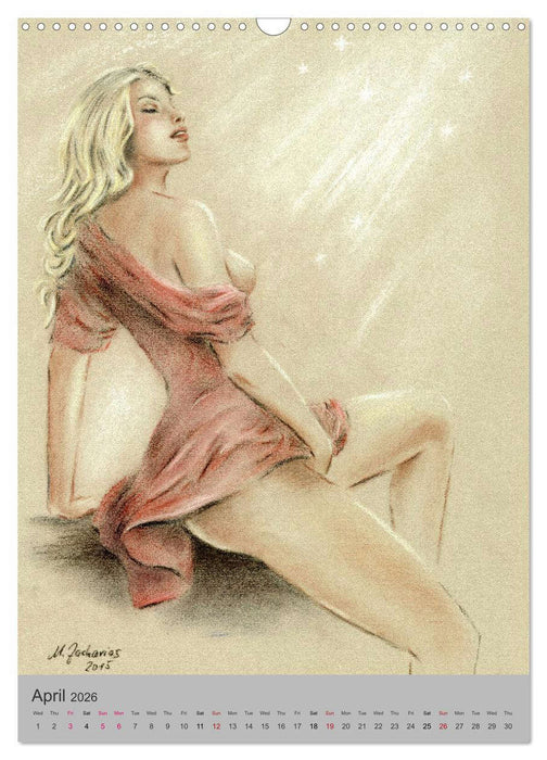 Erotic Art - Nude and Lingerie hand painted (CALVENDO Monthly Calendar 2026)