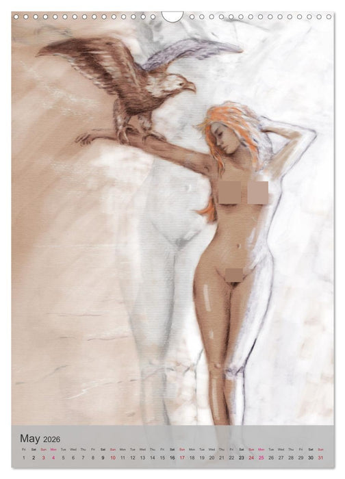 Erotic Art - Nude and Lingerie hand painted (CALVENDO Monthly Calendar 2026)