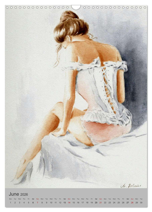 Erotic Art - Nude and Lingerie hand painted (CALVENDO Monthly Calendar 2026)