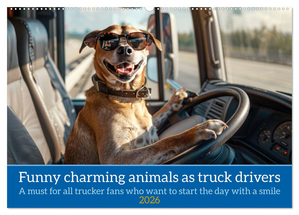 Funny charming animals as truck drivers (CALVENDO Monthly Calendar 2026)