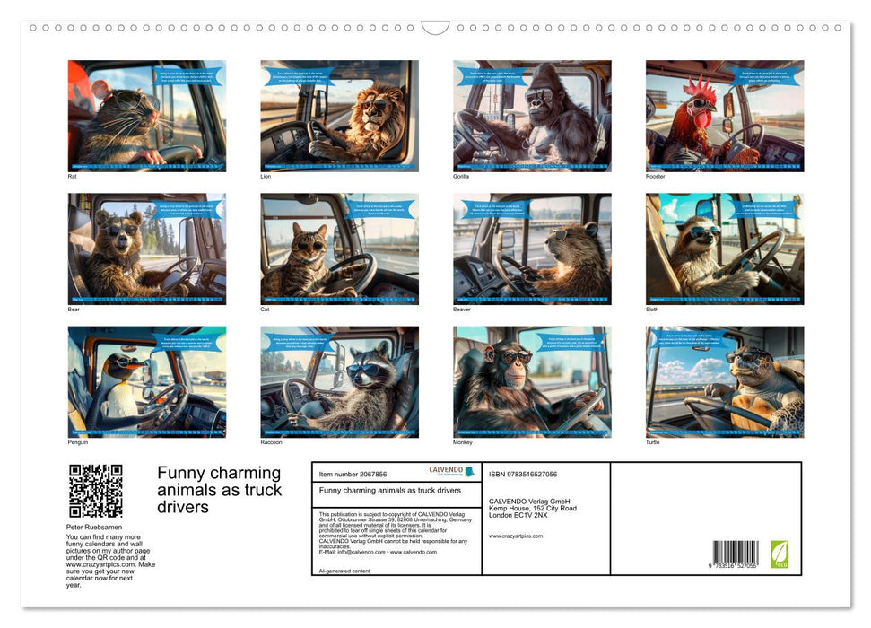 Funny charming animals as truck drivers (CALVENDO Monthly Calendar 2026)