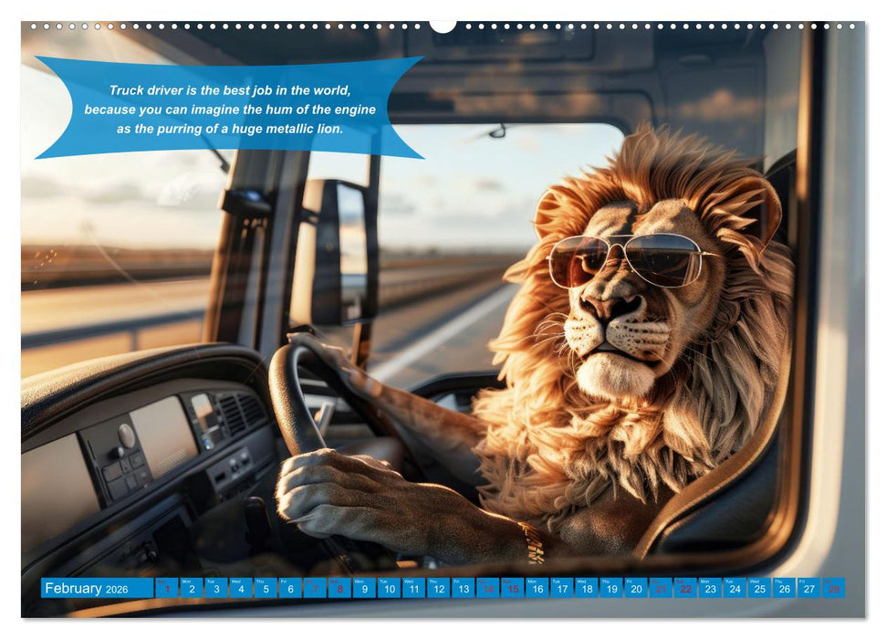 Funny charming animals as truck drivers (CALVENDO Monthly Calendar 2026)