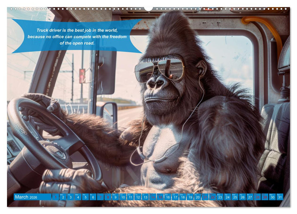 Funny charming animals as truck drivers (CALVENDO Monthly Calendar 2026)