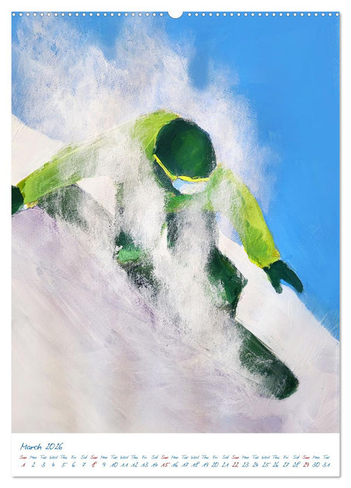 Colourful snowboard power world (CALVENDO Monthly Calendar 2026)