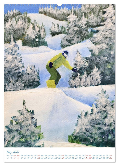 Colourful snowboard power world (CALVENDO Monthly Calendar 2026)