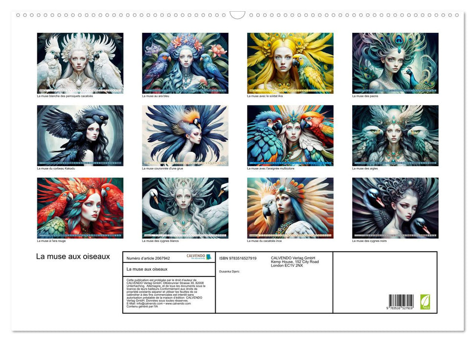 La muse aux oiseaux (CALVENDO Calendrier mensuel 2026)