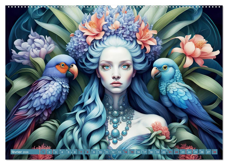 La muse aux oiseaux (CALVENDO Calendrier mensuel 2026)