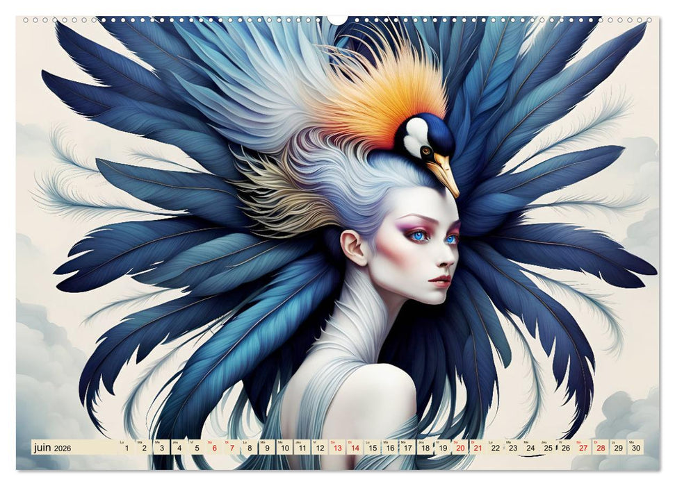 La muse aux oiseaux (CALVENDO Calendrier mensuel 2026)
