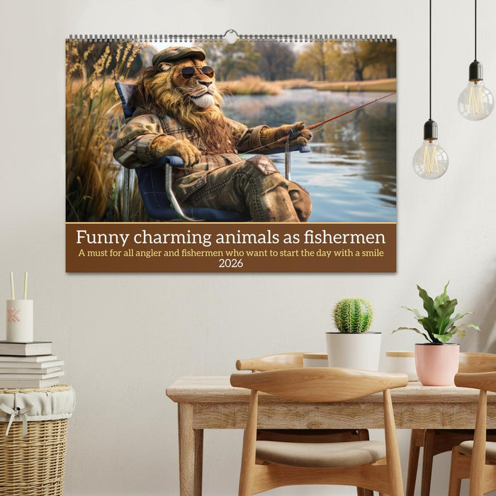 Funny charming animals as fishermen (CALVENDO Monthly Calendar 2026)