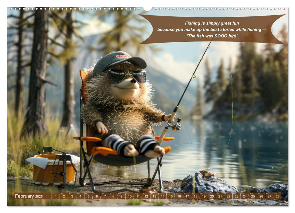 Funny charming animals as fishermen (CALVENDO Monthly Calendar 2026)